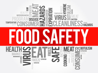 Food Safety word cloud collage, concept background