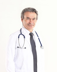 Fototapeta premium portrait of a Mature physician therapist.isolated on white background