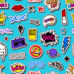 Seamless pattern with Hipsters teens doodles