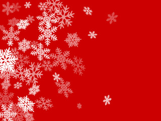 Naklejka na ściany i meble Winter snowflakes border cool red white background
