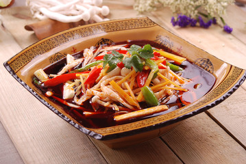 Young fresh mushroom with ginger