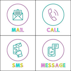 Modern Means of Communication Outline Icon Set