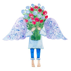 Little Angel. Watercolor illustration