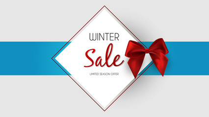 Winter sale vector poster or banner with discount text, background for shopping promotion. Vector illustration.