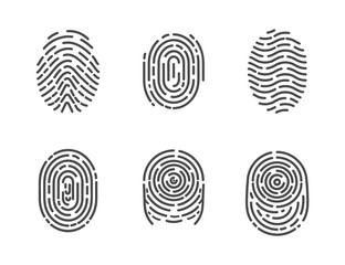 Identification Fingerprints Sketches Set Vector