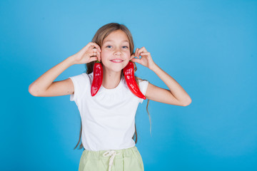 girls earrings red pepper fresh vegetables nice