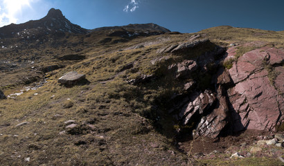 Spitzmeilen; ancient volcano above Flumserberg, Swiss Alps