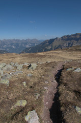 Alpine terrain around the Spitzmeilen, Switzerland, above Flumserberg