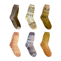 Collection of colorful knitted socks