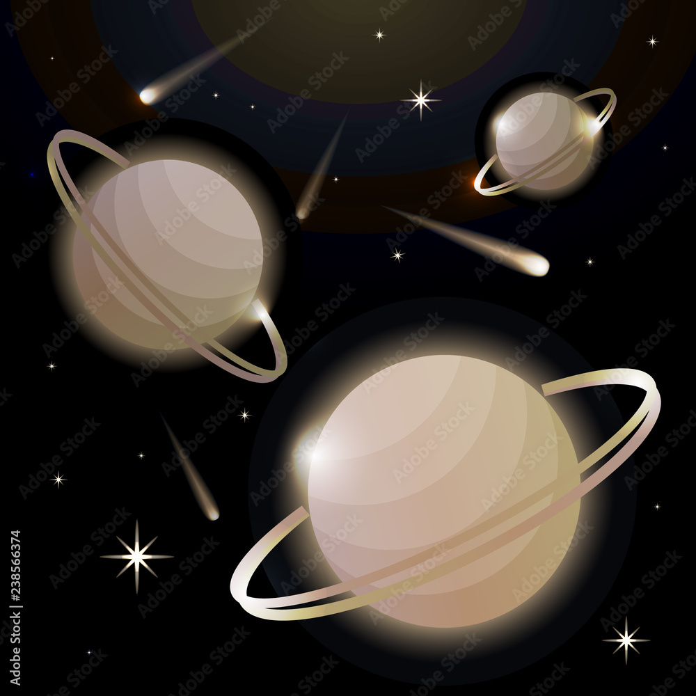Canvas Prints fantastic space background with planets with ring, stars and comets. astronomy and space, celestial 