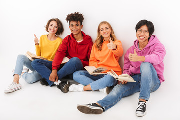 Group of cheerful teenagers isolated