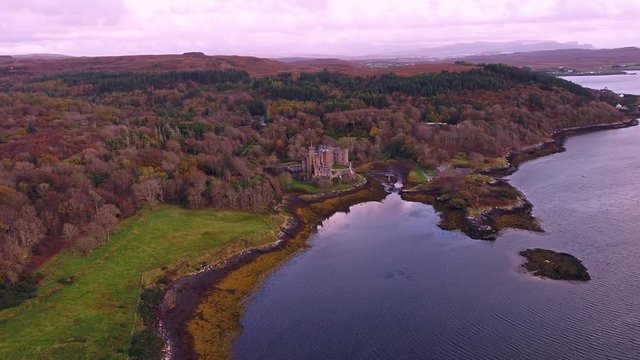 Flying over the beautiful west coast close to Dunvegan Castle - Scotland