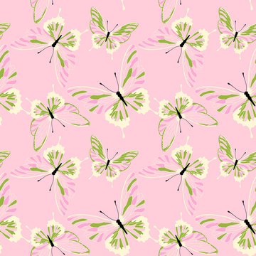 Seamless pattern with butterflies. Vector butterfly background.