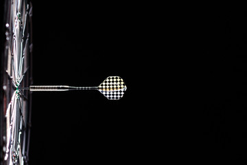 one dart in the center, bulls eye, 50