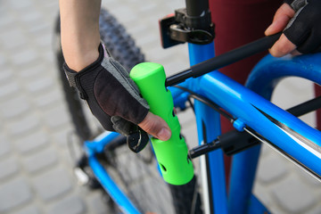 Bicycle locks. Bicycle U- lock © Oleksandr Kozak