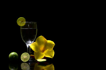 cocktail fres  lime background black