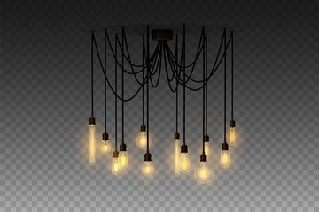 Realistic loft style hanging lamp. Incandescent lamp. Vector © afendikoff