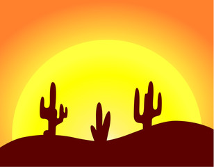 Sunset in desert