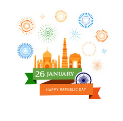 Fototapeta premium Indian Republic Day concept design, banner, poster and logo