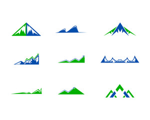 Set Of Mountains Logo Design Vector Template