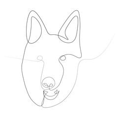 The head of the German shepherd in one line.