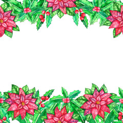 Christmas watercolor template with colored leaves