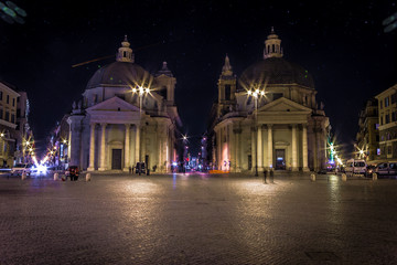 Fototapeta na wymiar Piazza del popolo at night, Rome, Italy