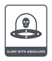 alien with aqualung icon vector