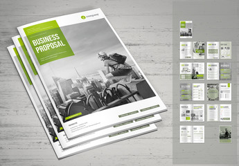 Business Proposal Layout with Green Accents