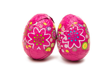 chocolate eggs in foil isolated