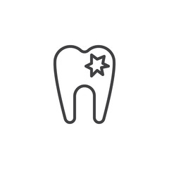 Damaged tooth outline icon. linear style sign for mobile concept and web design. Decay tooth simple line vector icon. Dental caries symbol, logo illustration. Pixel perfect vector graphics