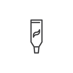 Toothpaste tube outline icon. linear style sign for mobile concept and web design. Dental toothpaste simple line vector icon. Hygiene and oral care symbol, logo illustration. Vector graphics