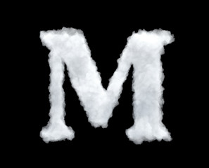3d rendering of a letter-M-shaped cloud isolated on black background.