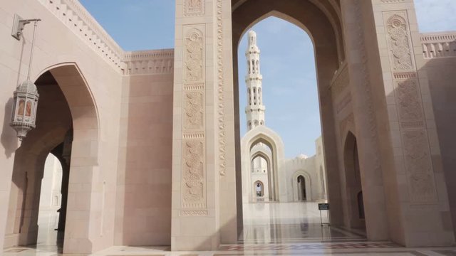 Arches at courtyard of the Sultan Qaboos Grand Mosque, Oman
