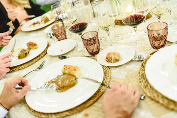 First dish served at the table during a wedding.