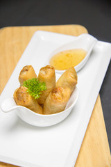 spring roll vietnamese style, with spicy chilli sauce
