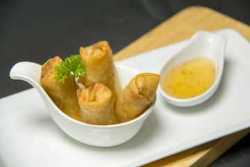  spring roll vietnamese style, with spicy chilli sauce