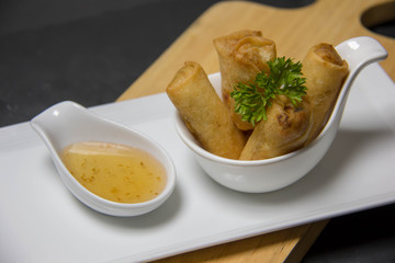 spring roll vietnamese style, with spicy chilli sauce