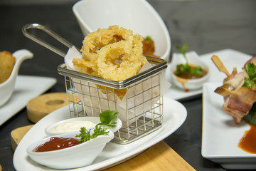 Tasty calamari rings deep fried in soft dough