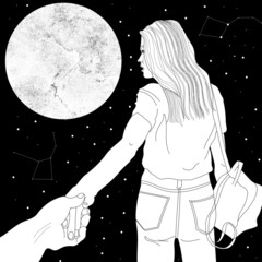 space art, surrealism, stars around, follow me