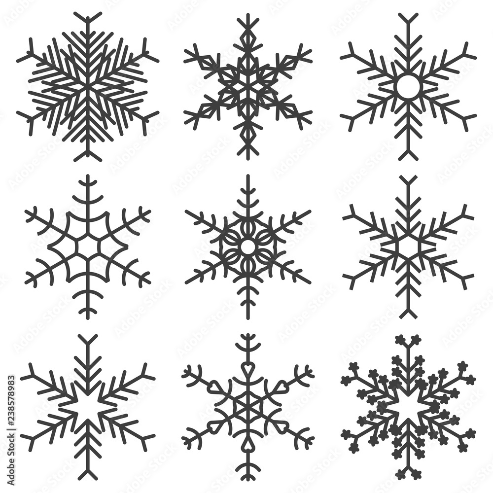 Canvas Prints set of snowflakes icons. vector on white background