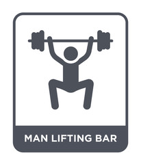 man lifting bar icon vector