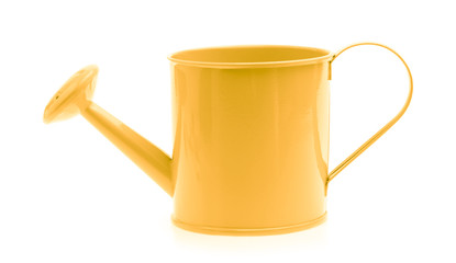Yellow watering can isolated on white background