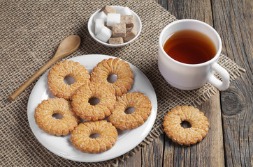 Shortbread cookies and cup of tea