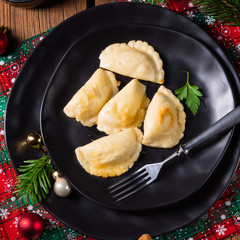 Polish Christmas pierogi with sauerkraut and mushrooms