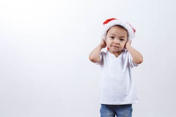 little girl on christmas in white