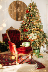 Christmas Decoration . Room with New Year's decor 