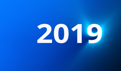 New Year 2019 text with lighting effect - 3D Rendered Image