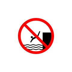 Forbidden jumping sea icon on white background can be used for web, logo, mobile app, UI, UX