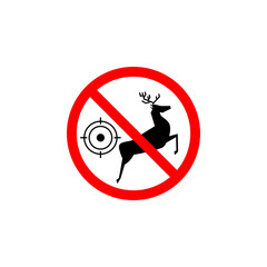 Forbidden hunting deer icon on white background can be used for web, logo, mobile app, UI, UX